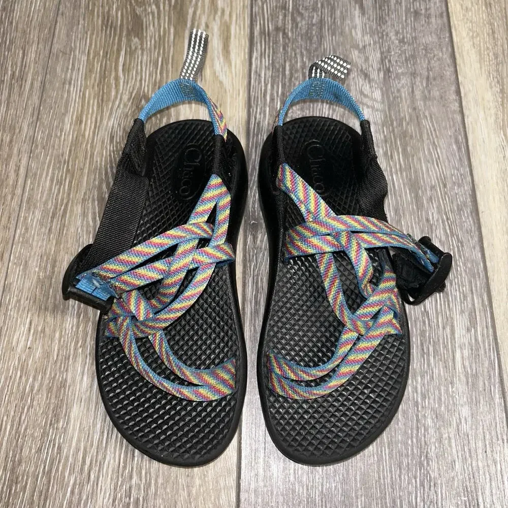 Chaco Multicolor Blue Aztec Strap Hiking Outdoor Sandals Youth US Size 13